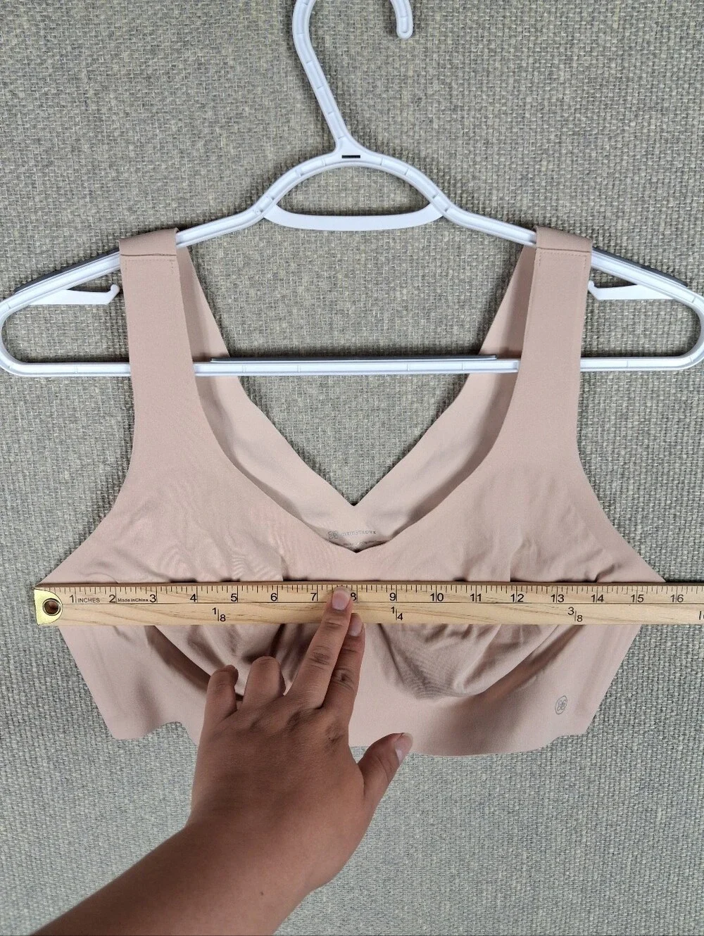 Honeylove SoftForm V-Neck Bra Womens Large Blush Sand Wireless Seamless Lift